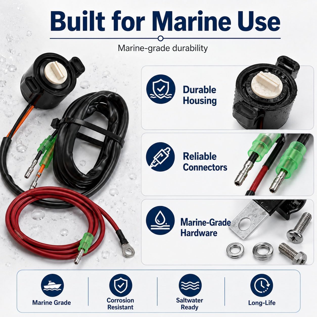 8M0098264 Starboard Trim Sender Kit Compatible with Mercury Mariner 30-115HP Outboards 1995-2024, Replaces 821400A1/A2/A05, 8M0074845, Boat Tilt Sensor Compatible with Classic 3-Cyl 4-Stroke