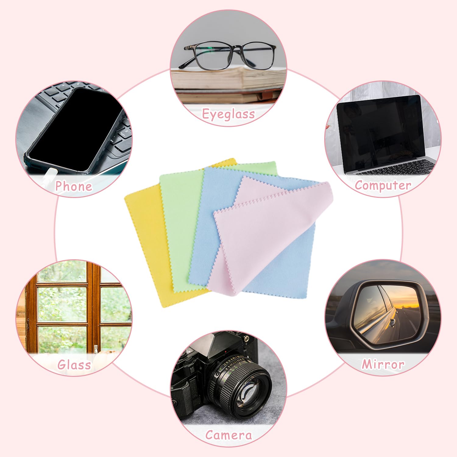 20 Pezzi Panno Pulizia Occhiali, Microfibra Panni Pulizia, Riutilizzabile Panno Pulisci Occhiali Salviette, per Pulire Lenti, Occhiali, Schermi, Telefoni, Tablet, Obiettivo Della Fotocamera