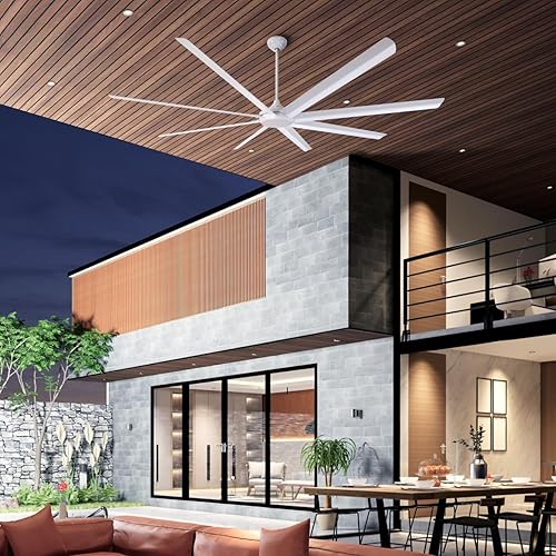 Miniatura 8 de Westinghouse 7310000 Ventilador de techo industrial para interiores y exteriores con control remoto, 100 pulgadas, acabado blanco, motor de CC