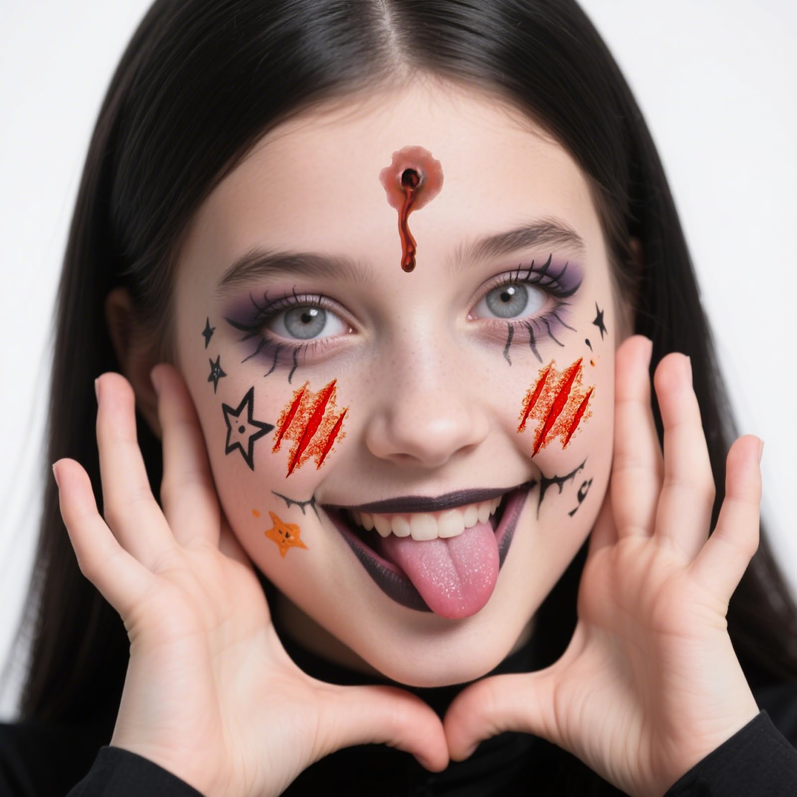 9Pcs Halloween Costumes for Kids Set Zombie Cheerleader Costume Kids, HalloWeen Costumes KIDs Halloween CosTumes Girls Red - Image 4