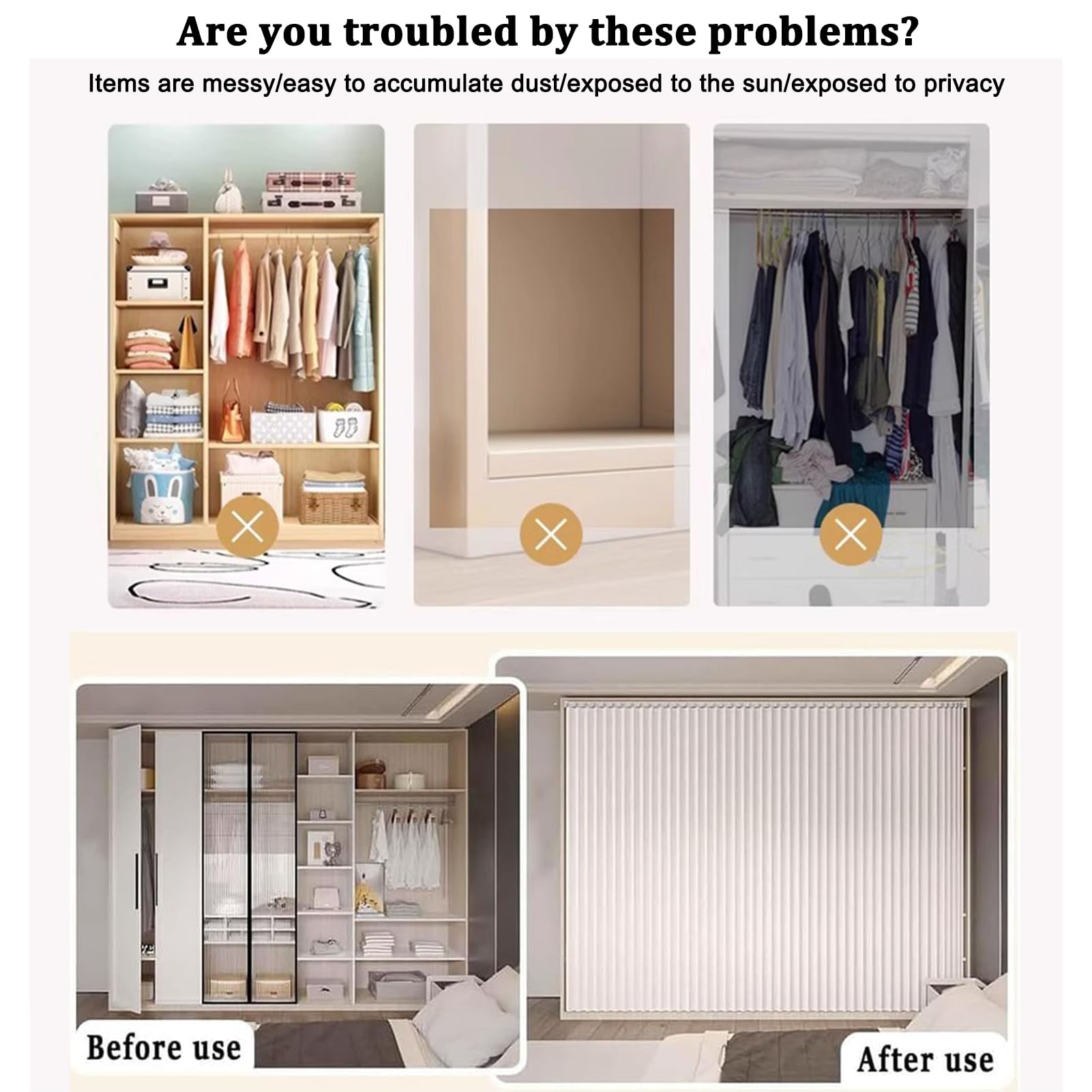 Rideau De Placard Coulissant Magnétique,Rideau De Penderie Imperméable Et Pliable (Protection Contre Le Froid Et La Poussière) pour étagères Ouvertes — avec Rail,H2,Track W300/Curtain H240cm