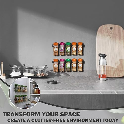 Miniatura 7 de Paquete de 3 clips adhesivos para especias, organizador de especias resistente para puertas de gabinete, despensa y caravana, almacenamiento de