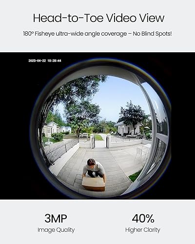 Miniatura 2 de ieGeek Timbre de puerta inalámbrico sin suscripción, timbre de video de 3 MP con timbre, vista de cabeza a punta de 180, cambiador de voz de