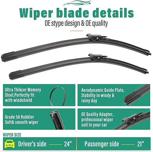 Vista 26 de 26" 20" 16" Windshield Wiper Blades Replacement for Dodge Grand Caravan 2008-2020 / Chrysler Town & Country 2008-2016 Premium All Weather Front Rear