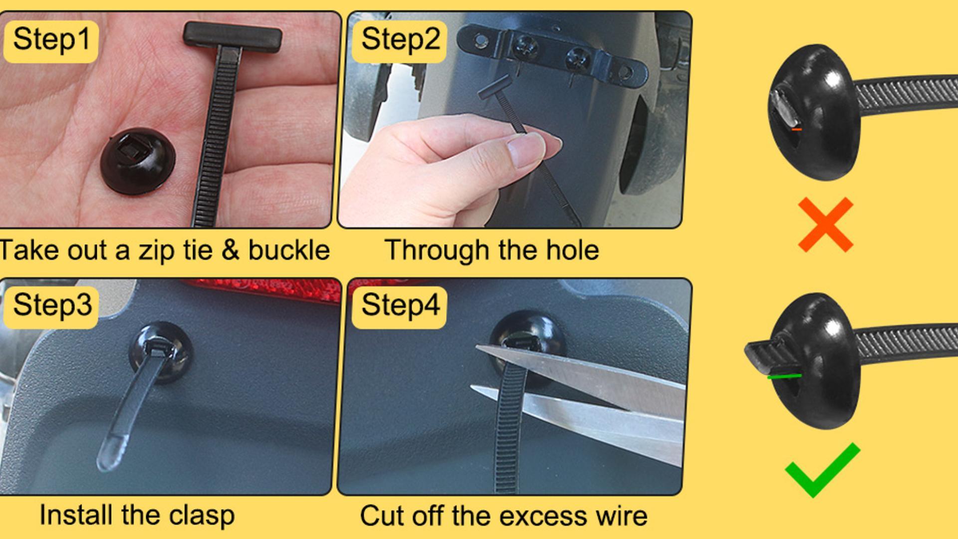 150 Pcs Nylon Universal Cable Tie Buckles - Car Trim Clip Fasteners, Ziptie Style Rivet Replacements