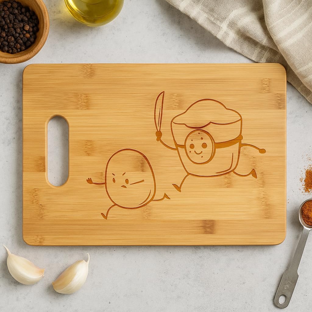 French Fried Jason Funny Horror Film Parody - Laser Engraved Bamboo Cutting Board - Wedding, Housewarming, Anniversary, Birthday, Father's Day, Gift