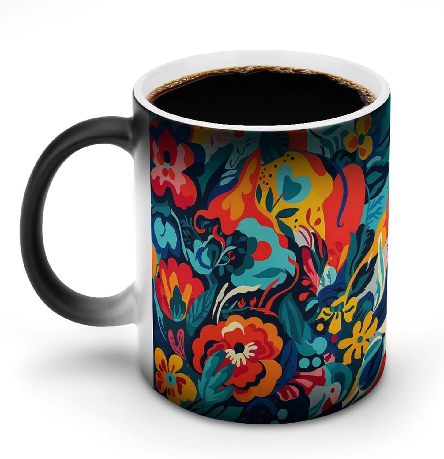 Color Changing Cups,Flower Design Printed 11 Oz Ceramic Cups for Birthday Men Women