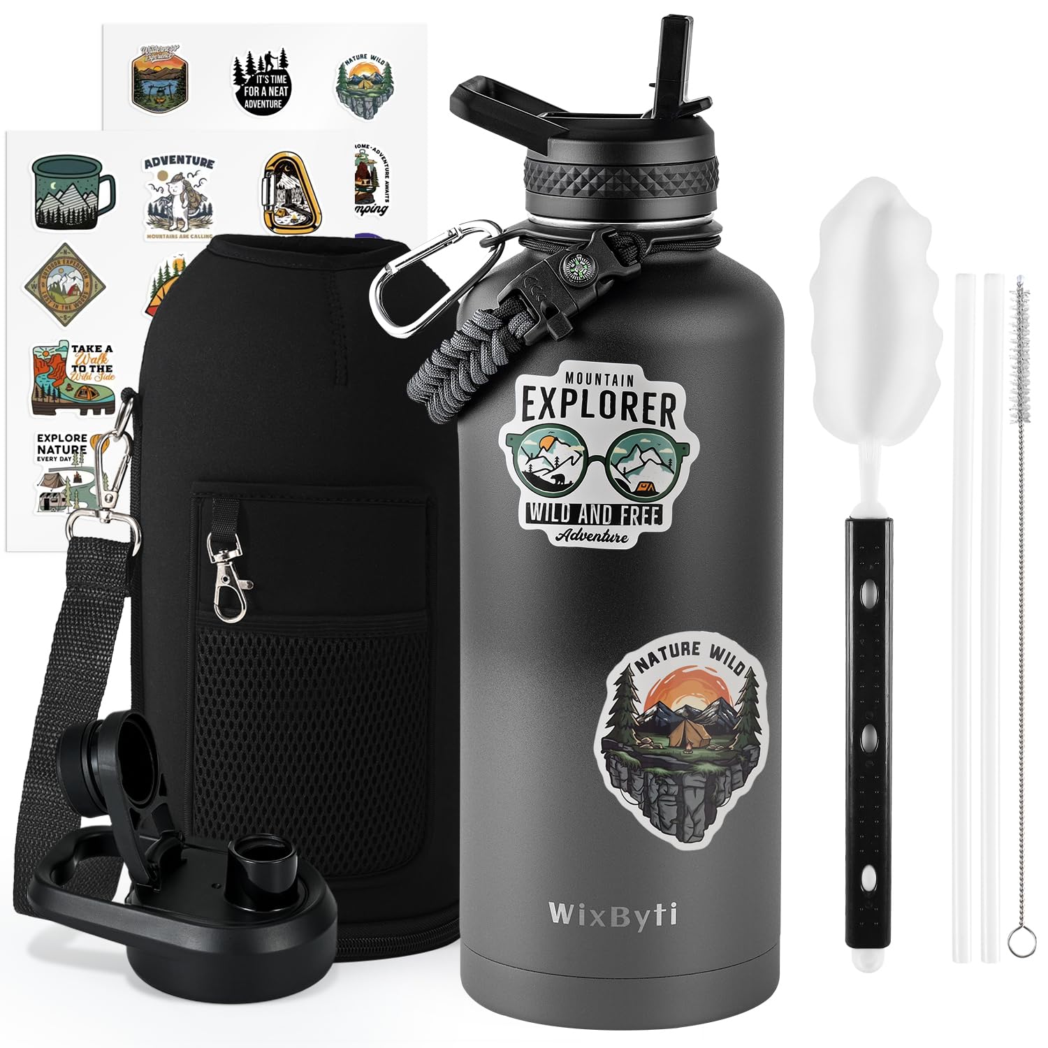 WixByti 128oz Insulated Water Bottle - Stainless Steel -8 WixByti 128oz Insulated Water Bottle - Stainless Steel -8