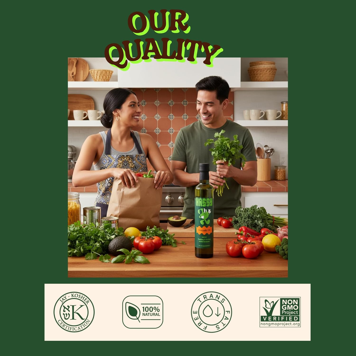 HASSY Avocado Oil 100% Pure , Cooking & Baking, High Smoke Point, Non-GMO, Kosher , 17.2 fl oz, 510 ML - Created by Avocado Farmers – High-Heat, Frying, Grilling & Everyday Cooking - Keto & Paleo Friendly - Single Origin
