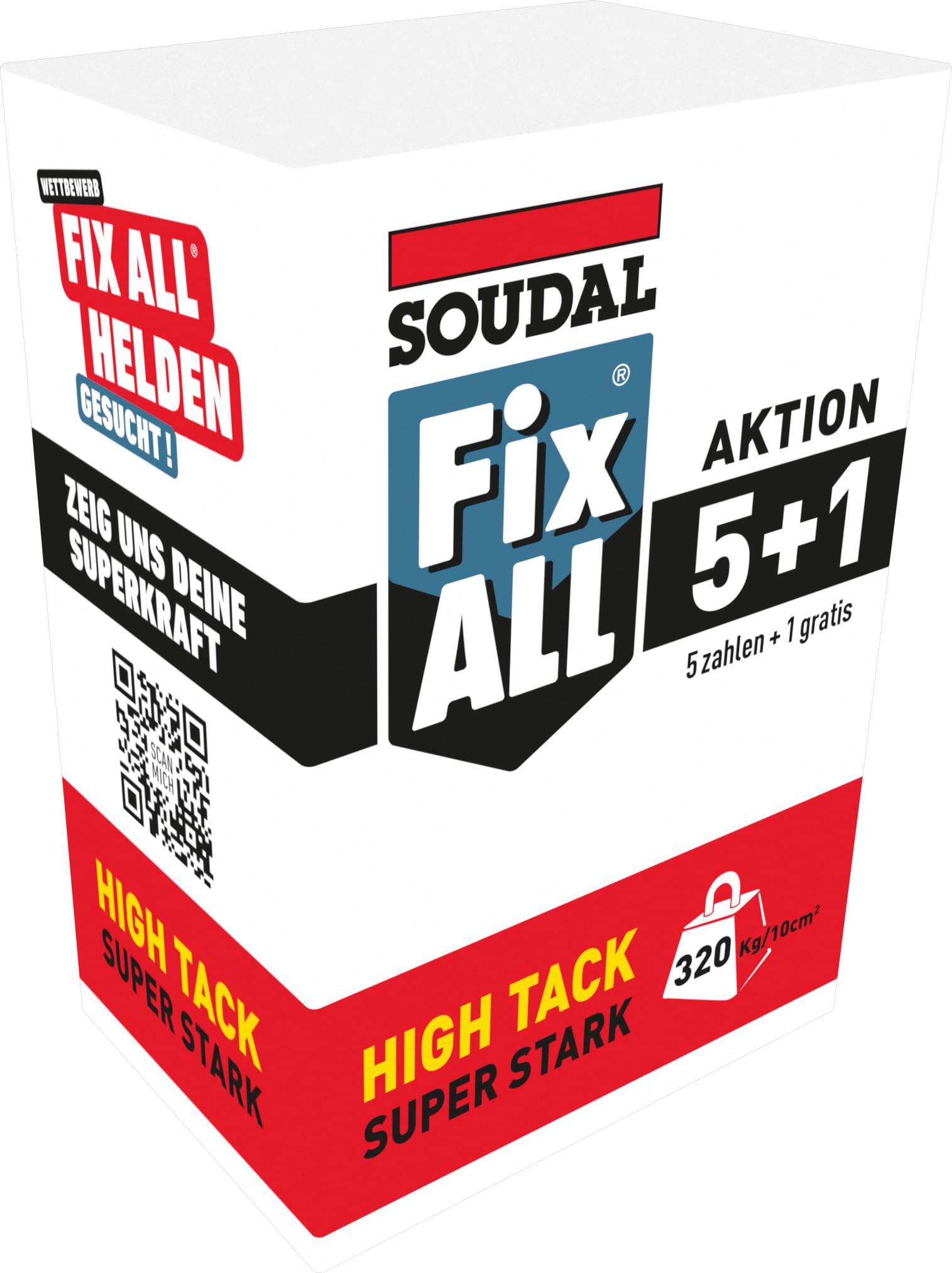 6x Soudal Fix ALL High Tack Weiß 290 ml - Aktionsbundle – Hochleistungs-Montagekleber mit extremer Anfangshaftung, universell, innen/außen