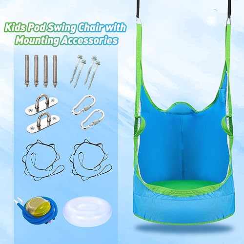 Miniatura 7 de Silla columpio mejorada para niños, hamaca colgante para niños con luces LED, asiento de tela Oxford 900D para interiores y exteriores con todos los