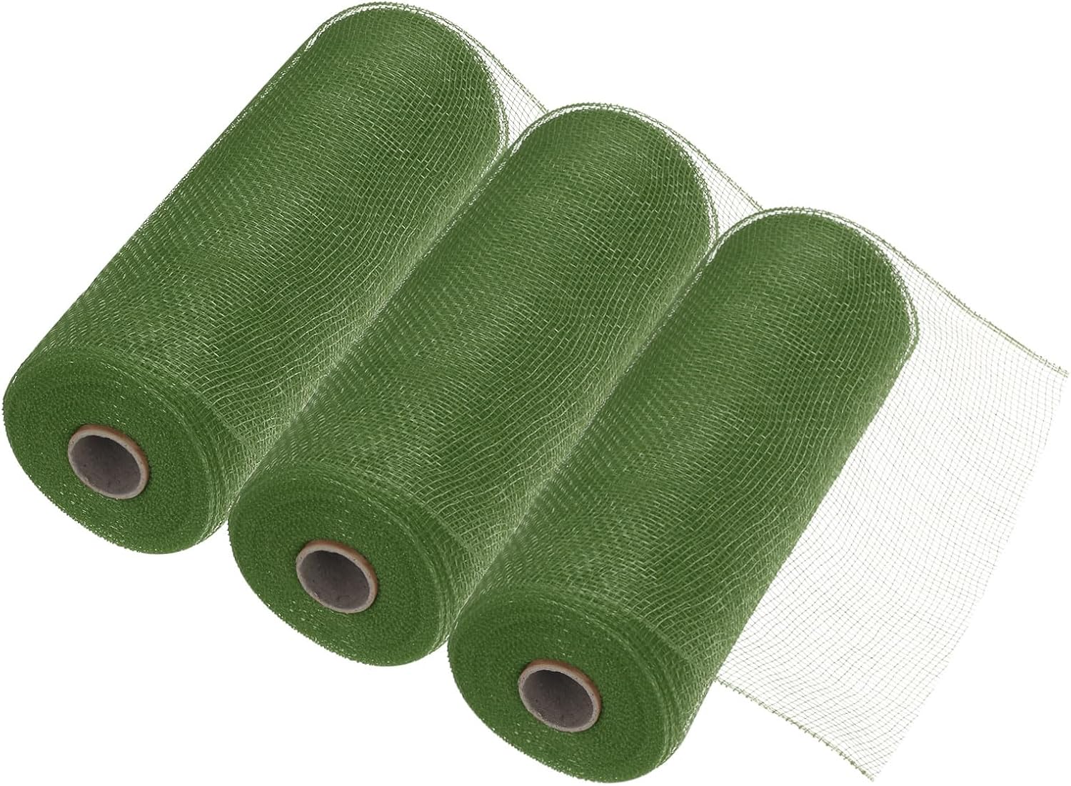 MECCANIXITY 3pcs 10 Inch Poly Burlap Mesh for Wreath, Decorative Mesh Fabric Ribbon 10 Yard for Fall Easter Christmas Flower Bow, Forest Green