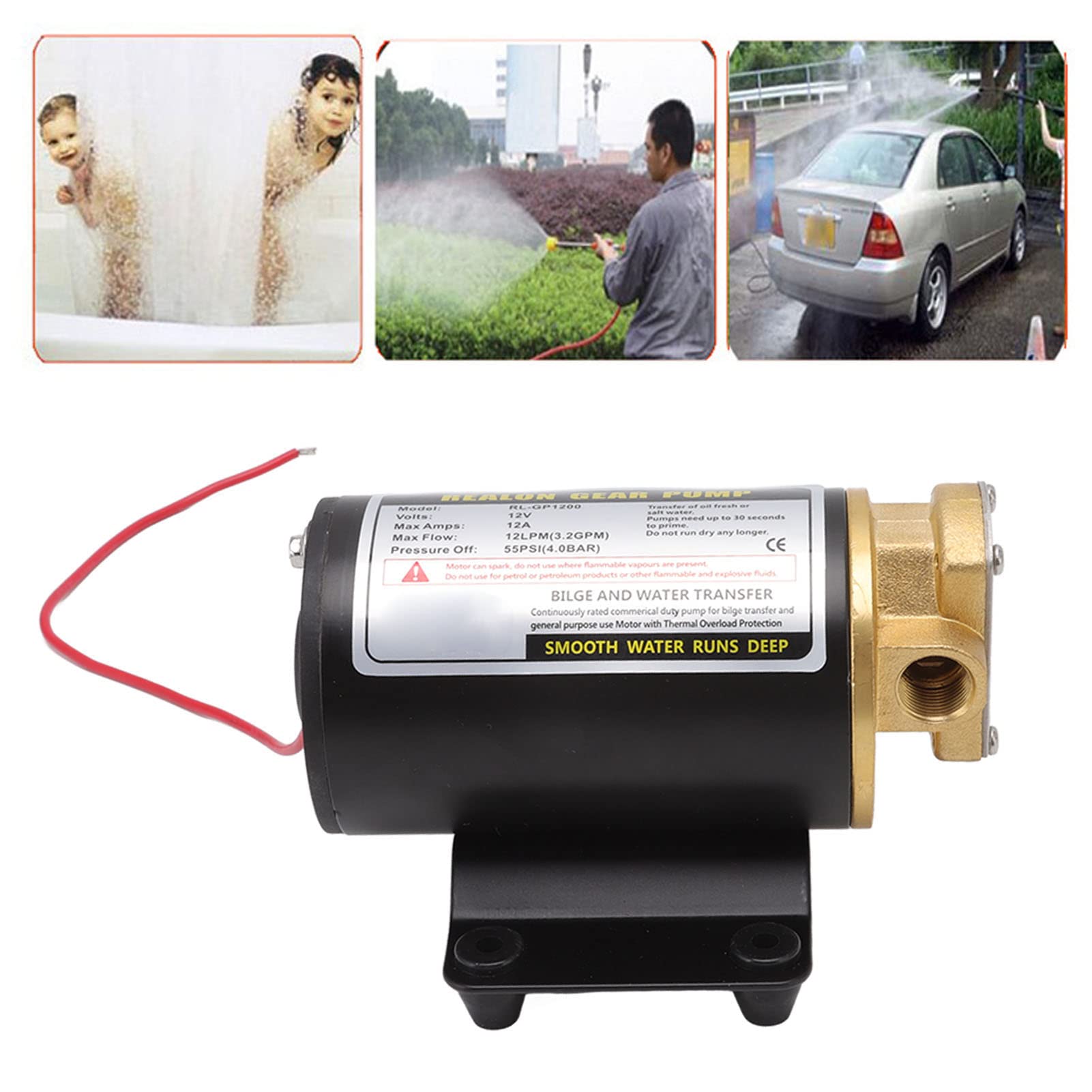 Öltransferpumpe, Messing-Hochdruck-Elektrogetriebeölpumpe, Thermischer Schutz, Effizient für Schmierstoffe (12V)