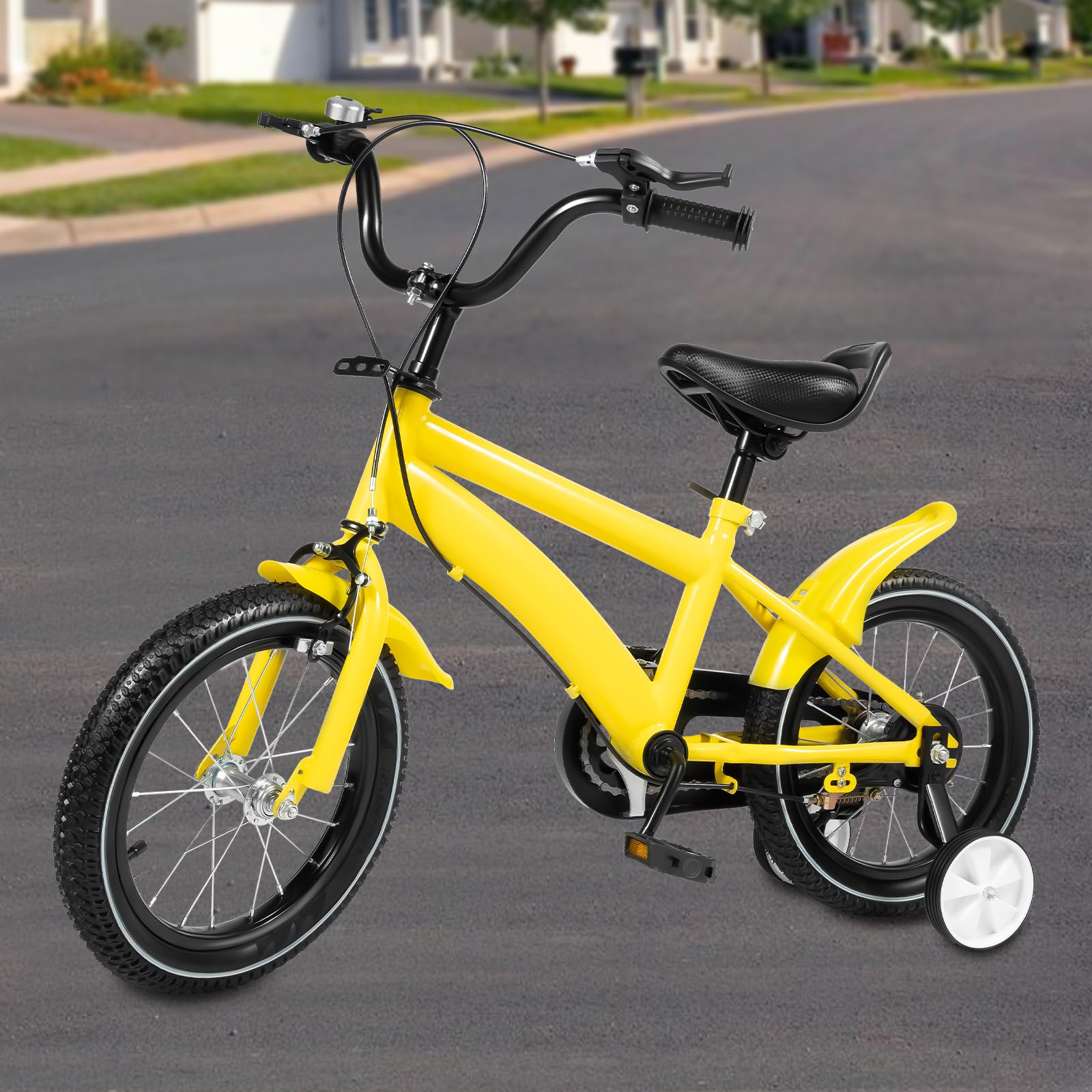 Bicicleta infantil para niños y niñas, altura regulable con ruedas estabilizadoras desmontables para niños de 5 a 8 años