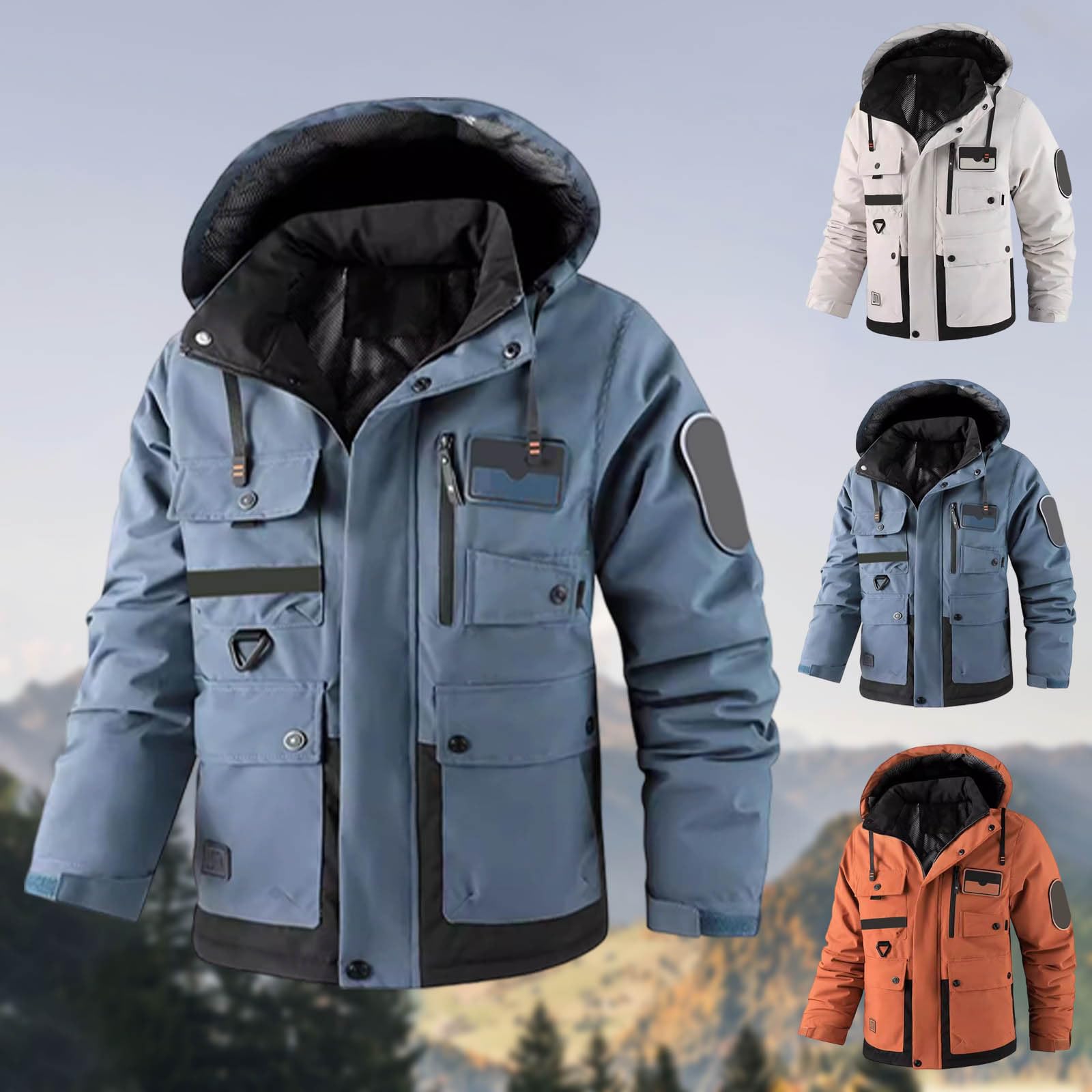 Chaqueta de esquí de montaña cálida de invierno Parka de nieve acolchada abrigo de snowboard de forro polar con capucha impermeable hombre ligero chaqueta de pareja, gruesa chaqueta de