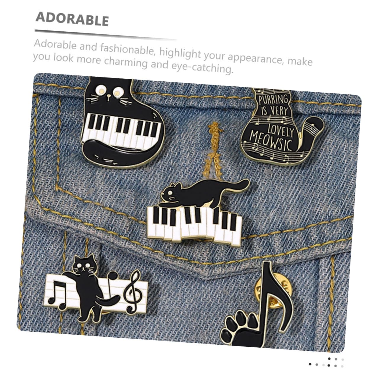 SHERCHPRY 25 Pz Spilla con nota musicale di gatto borsa posteriore per donna arredamento musicale spille da donna zaino perno zaini spilla animale lega decorare distintivo spillo bambino