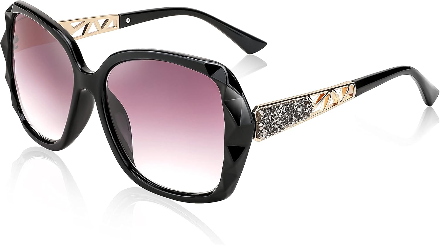 FEISEDY Women Square Reading Sunglasses Sparkling Composite Shiny Frame Sun Reader Glasses B2923