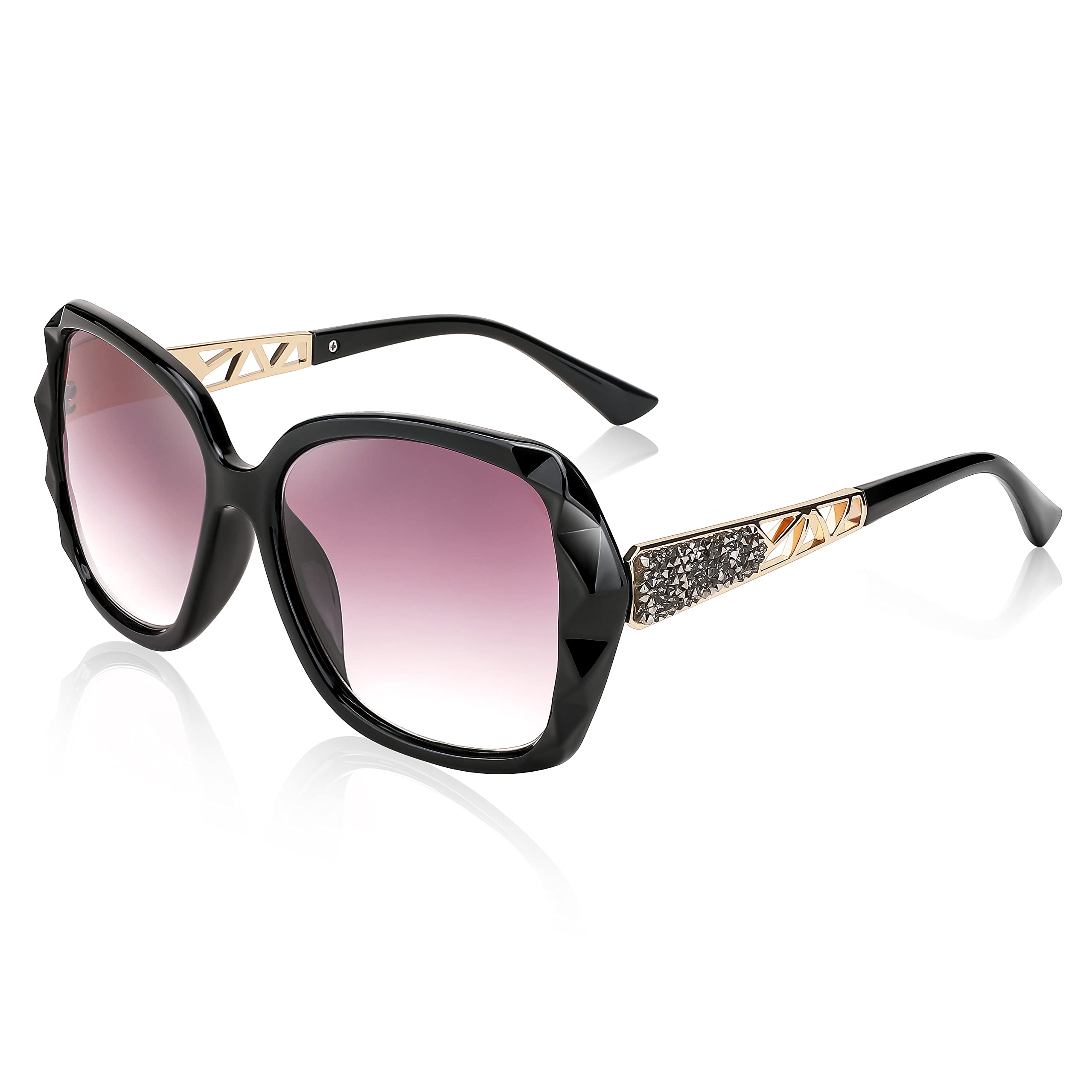 FEISEDY Women Square Reading Sunglasses Sparkling Composite Shiny Frame Sun Reader Glasses B2923