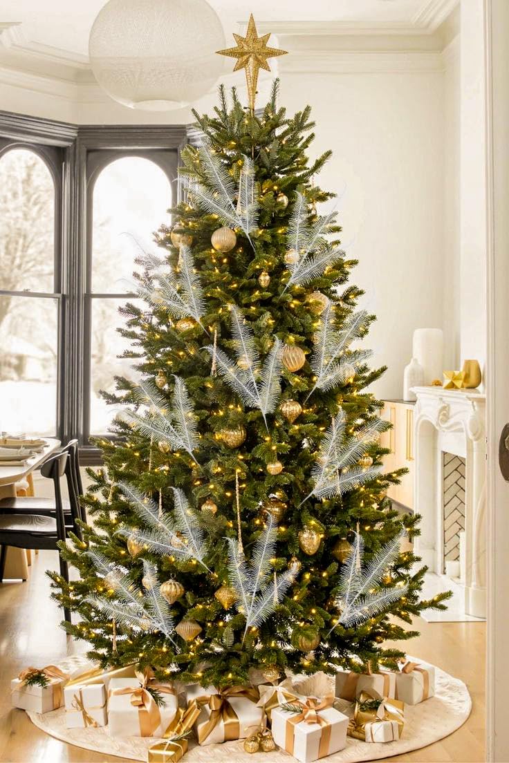 Oairse 8 Pcs Christmas Tree Picks and Sprays White Glitter Christmas Picks 28