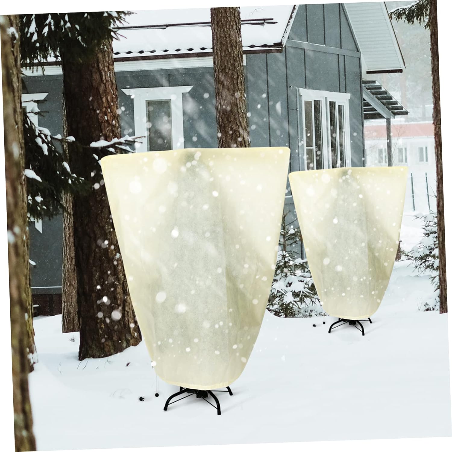 2pcs Winter Plant Covers Zipper Drawstring Garden Plant Protectors for Frost Protection