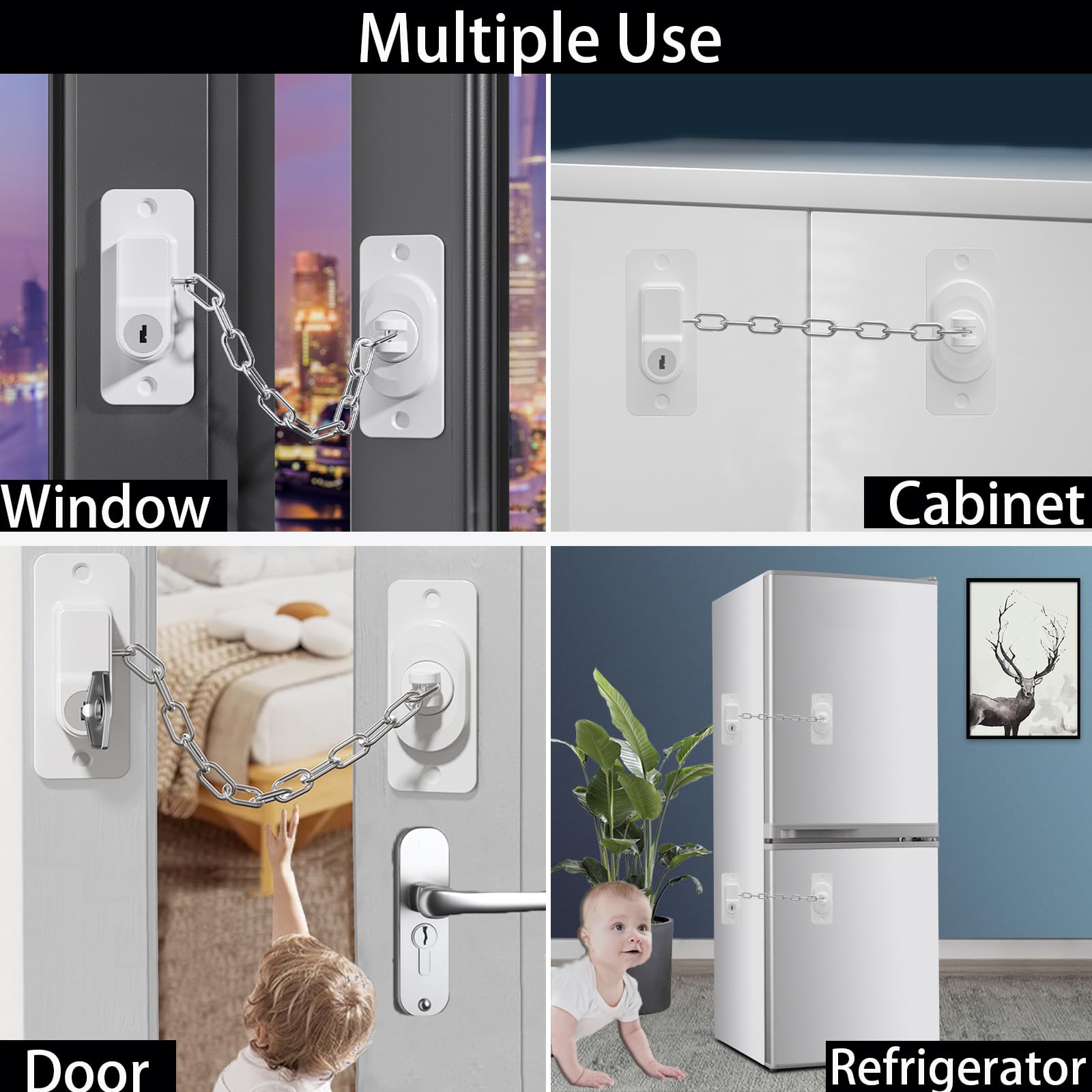 CMINGJ Paquete de 3 cerraduras de seguridad para niños, cerradura ajustable para refrigerador con llaves, para nevera, armarios, cajones, lavavajillas, inodoro y cerradura de seguridad para niños,