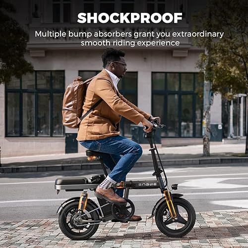 Miniatura 7 de ENGWE Mini bicicleta eléctrica T14 para adultos adolescentes, bicicleta eléctrica plegable de 14 pulgadas, motor de 600 W, rango de batería de 48 V