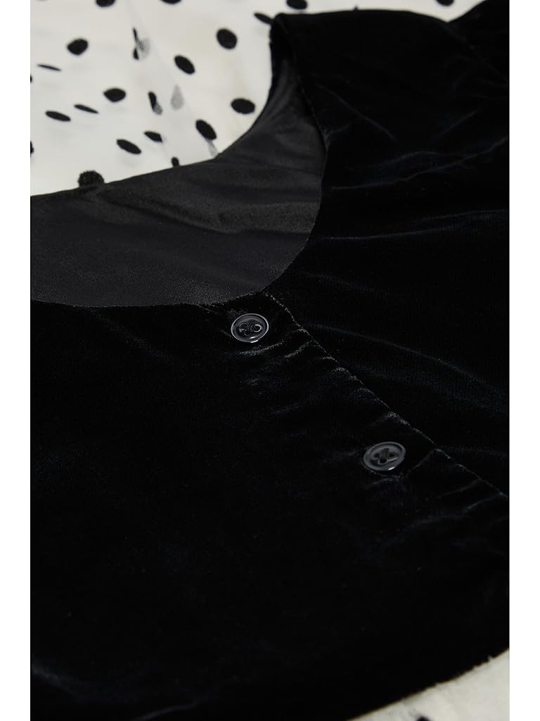 Black Janie and Jack Velvet Dot Dress (Toddler/Little Kid/Big Kid)