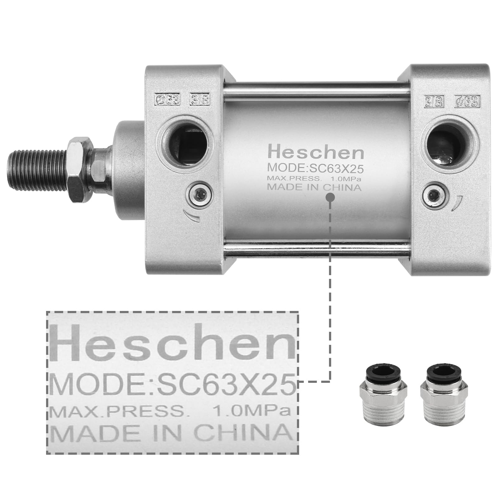Cilindro Pneumatico Standard TECHTONGDA SC100x50 – Doppio Effetto Aste Singola