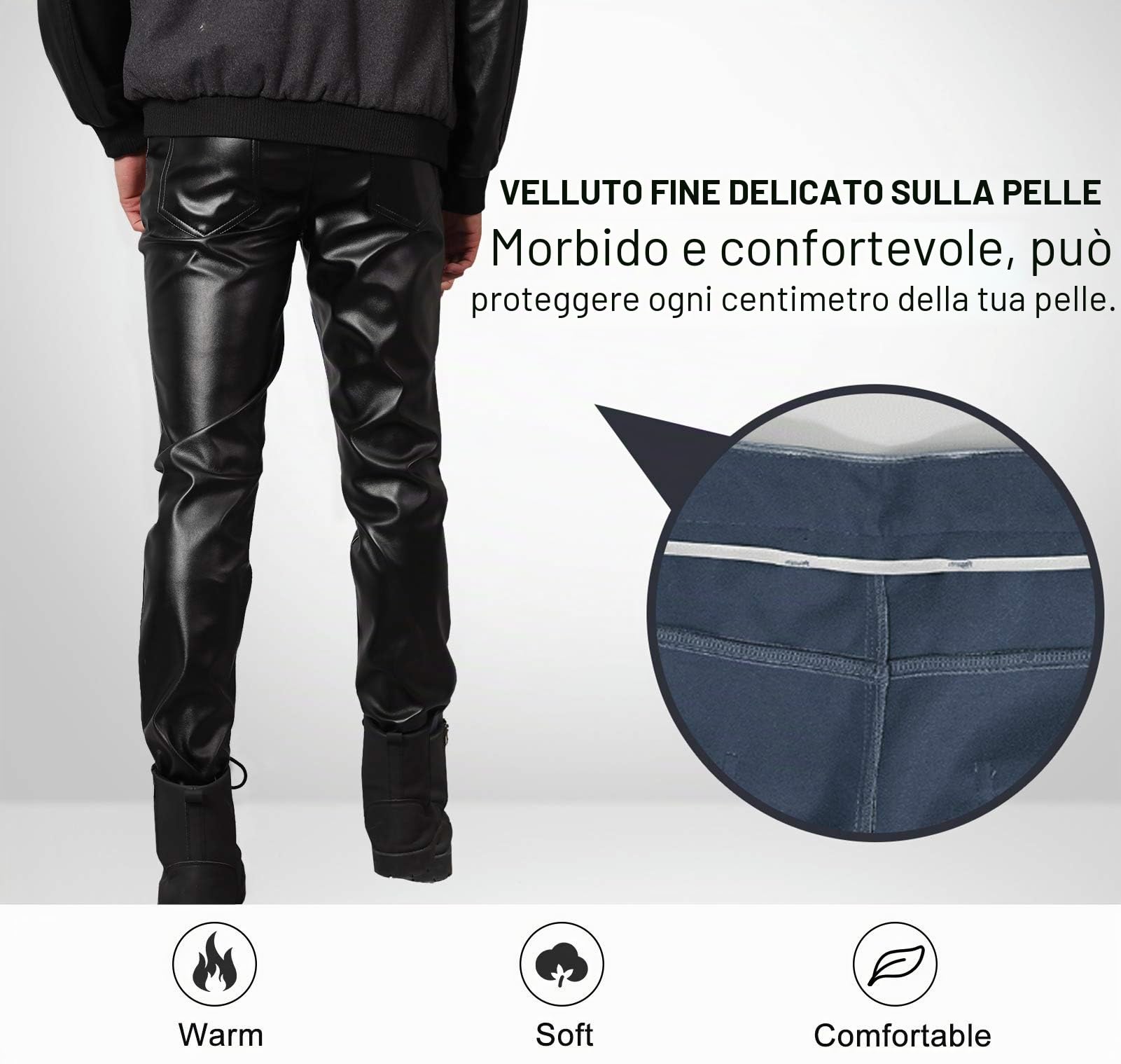 Panegy Pantaloni in Pelle Elasticizzati Moto Pantaloni di Cuoio Biker Pantaloni Steampunk Skinny Matita Pantalone
