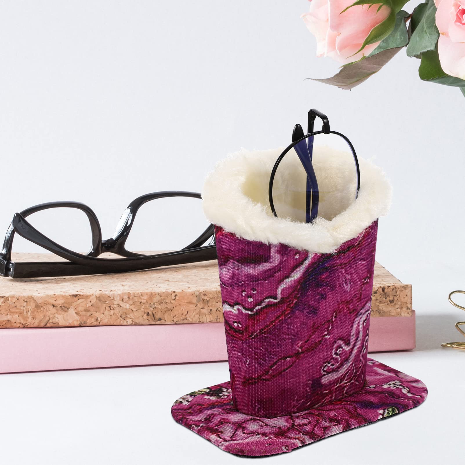 VALICLUD Porta occhiali in pelle comodino da uomo occhiali da sole alla moda per gli uomini Portaocchiali per casa Portaocchiali per ufficio montatura occhiali pennelli make up rosa