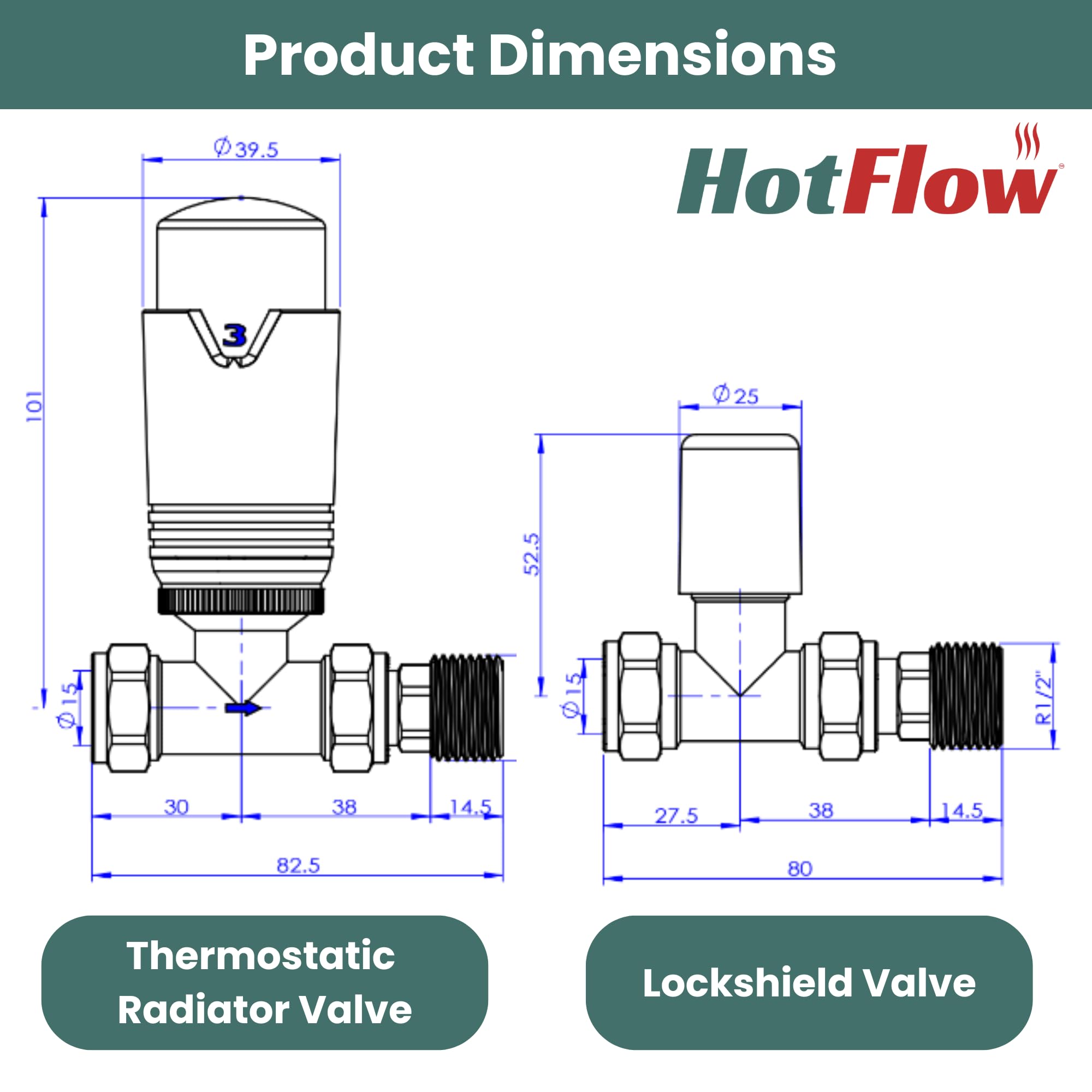 Valvola termostatica per termosifone TRV (coppia) con corpo dritto TRV, testa ruota e scudo di blocco per un controllo rapido e facile della temperatura. Perfetto per il risparmio energetico.