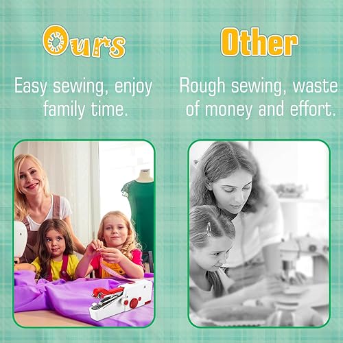 Miniatura 6 de Máquina de coser de mano, mini máquina de coser de mano portátil inalámbrica para principiantes, hogar y viajes, reparaciones rápidas, dispositivo