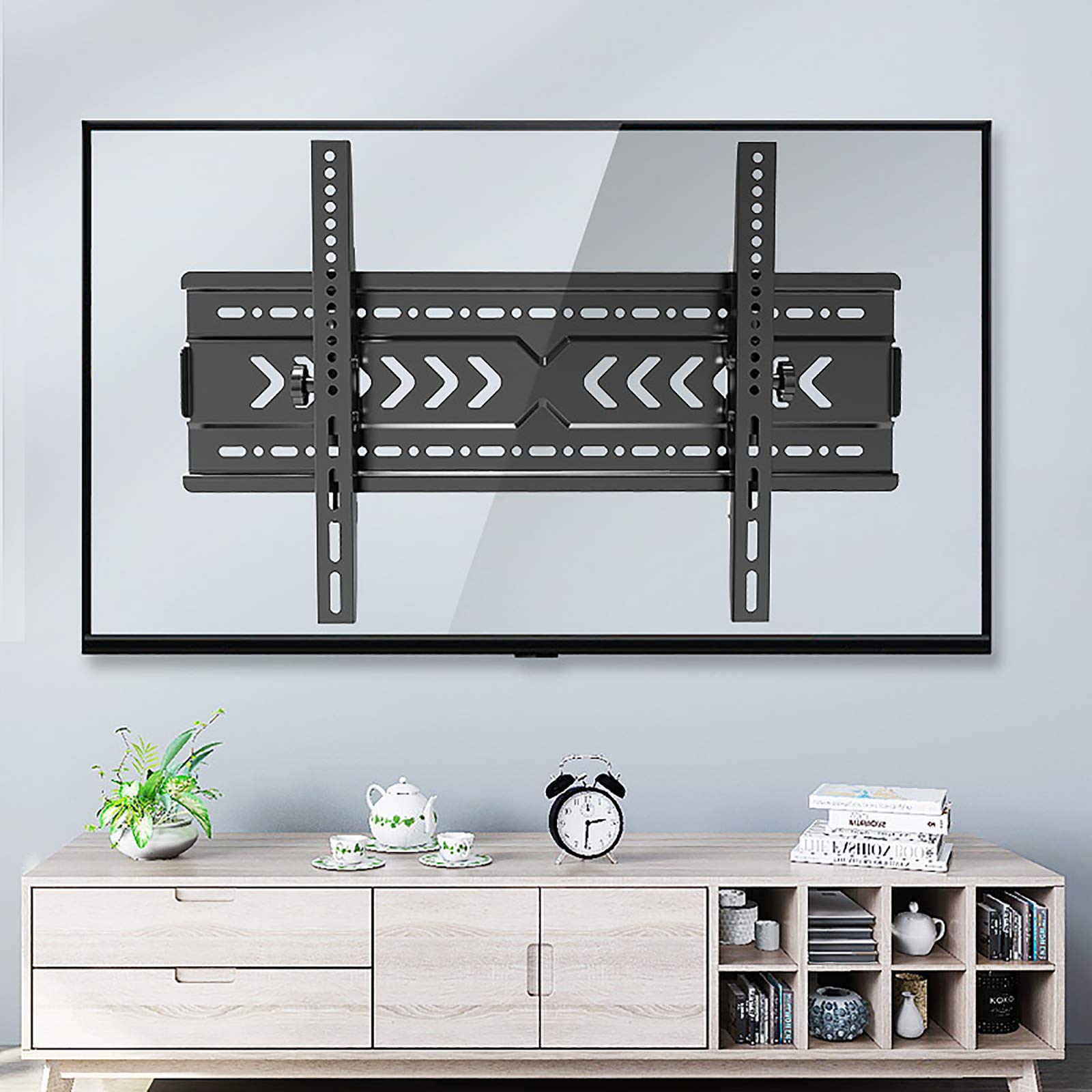 Soporte de pared inclinable para TV para la mayoría de televisores planos de 26 a 65 pulgadas, soporte de pared de perfil bajo con VESA máximo 400 x 400 mm