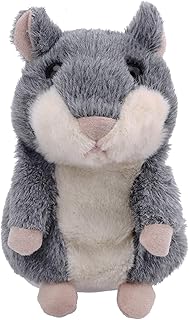 Talking Hamster, Interactive Stuffed Plush Animal Talking Toy Cute Sound Effects with Repeats Your Said Voice, Best Buddy for Kids Gift Age 3+ (Gray)