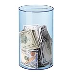 Hicocool Clear Piggy Bank for Adults Kids Must Break to Open, Blue Acrylic Piggy Bank Unopenable Money Savings Jar (8 H x 5 D)