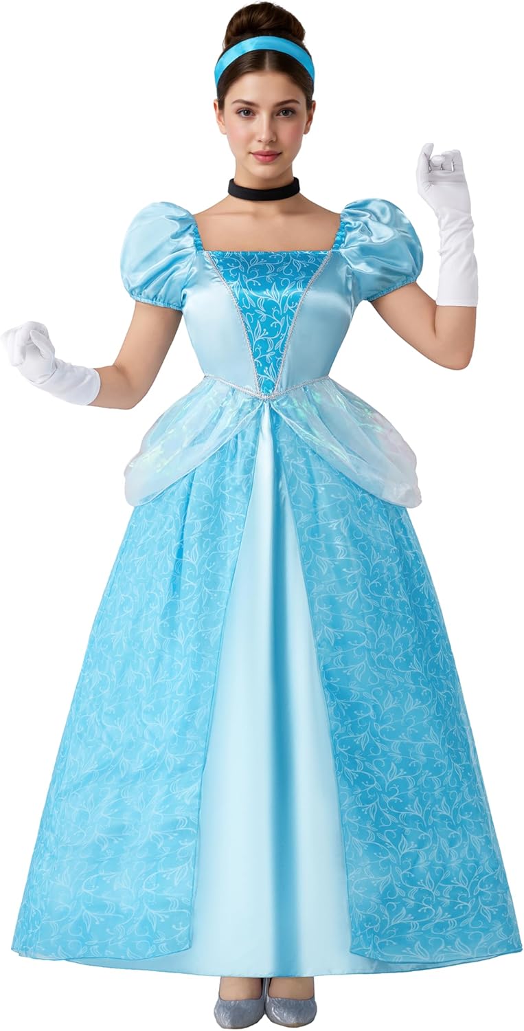 Spooktacular Creations Adult Princess Costume, Halloween Costume Woman Role Play, Blue Princess Dress - Image 6