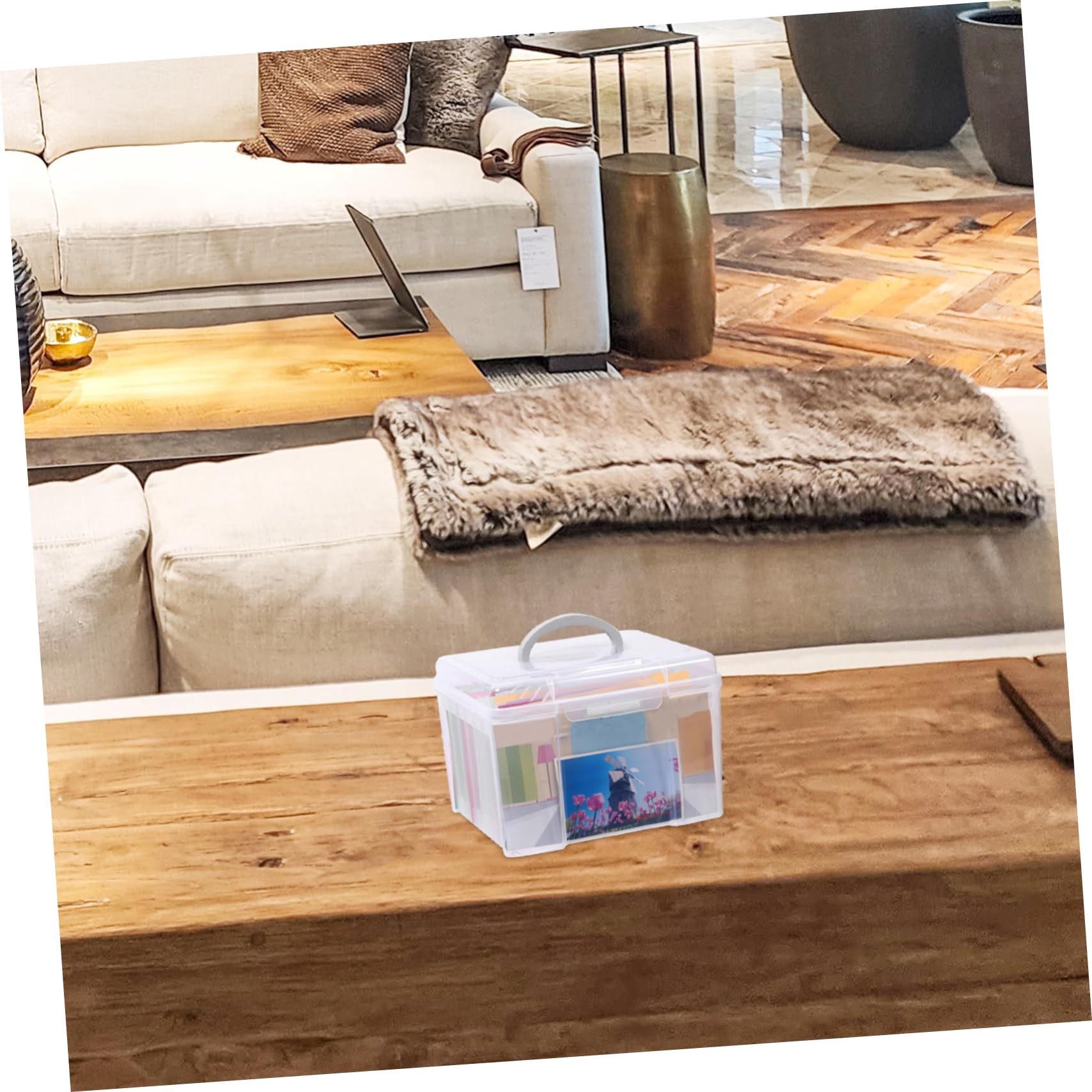 Scatola Archiviazione Con Scomparti Removibili Portatile Per Documenti e Foto Per Casa e Ufficio