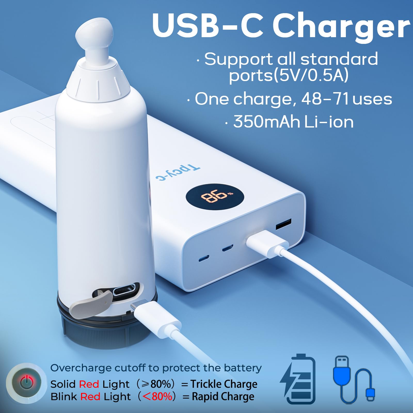 BIGCOW Przenośny elektryczny bidet, 3 dysze prysznicowe, IPX7, regulowane ciśnienie i akumulator, higiena intymna, po porodzie, hemoroidy (czarny)