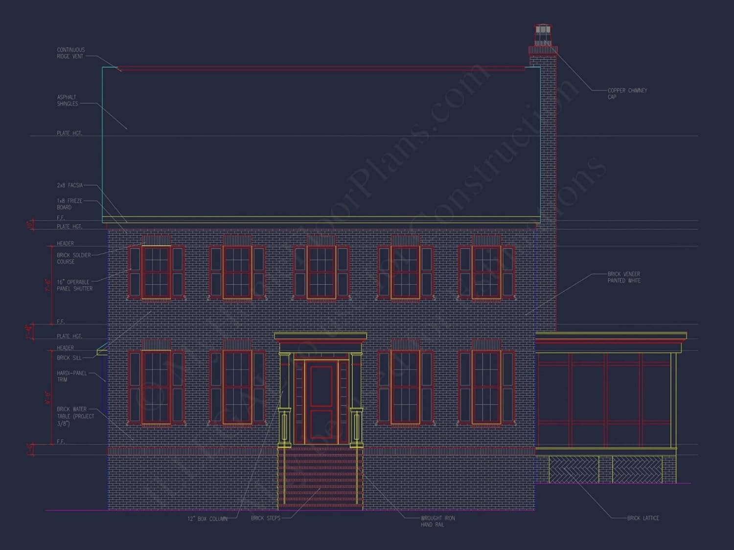 8-1980 HOUSE PLAN - Colonial Revival House Plan with Floor Plans & CAD Designs