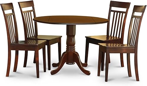 Miniatura 13 de East West Furniture DLCA3-MAH-LC - Juego de comedor de 3 piezas que contiene una mesa de comedor redonda con gotas y 2 sillas de cocina de piel