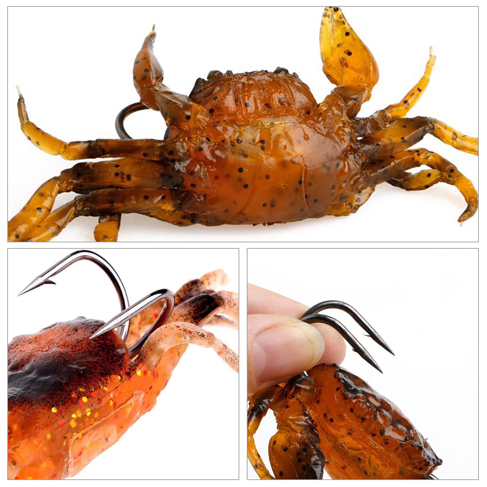 crab wobbler fishing lure Simulation Crab Bait Sharp Hook Wobbler Fishing Lure Simulation Soft Bait  with Hook Simulated 3D Crab Bait with Sharp Hooks, Suitable for Fresh and