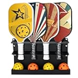TOPOWN Pickleball Paddle & Ball Rack - Heavy-Duty Steel, Holds 4 Paddles & 4 Balls, Fence & Wall Mount