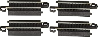 قطارات باخمان - Snap-Fit EZ TRACK 3 STRAIGHT TRACK 4/card - سكة من سبائك الفولاذ مع قاعدة طريق سوداء - مقياس HO
