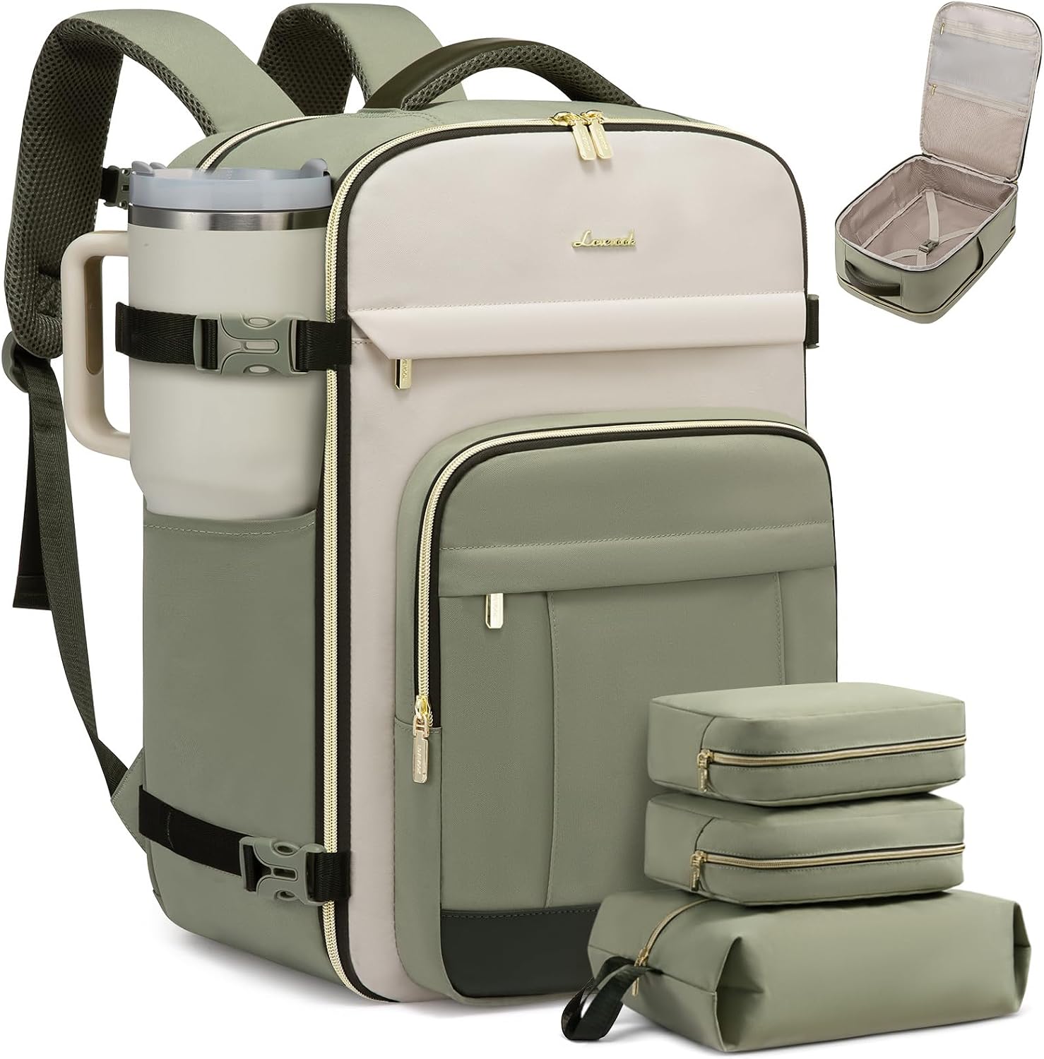  40L Travel Backpack for Women & Men - 17.3 Inch Carry On Backpack & Personal Item Backpack for Airlines, Spacious and Durable Design, with 3 Packing Cubes thumbnail