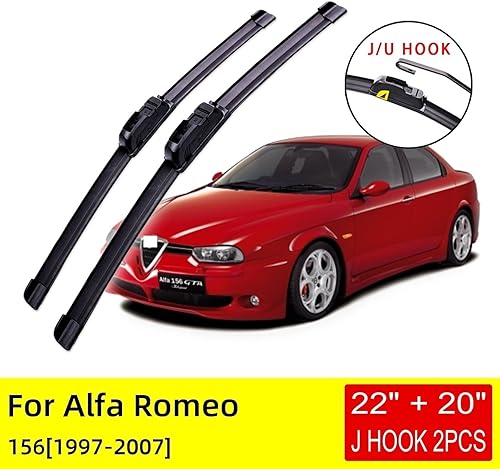 Miniatura 2 de Compatible con Alfa Romeo 156 1997 1998 1999 2000 2001 2002 2003 2004 2005 2006 2007 Escobillas de limpiaparabrisas delantero, accesorios de