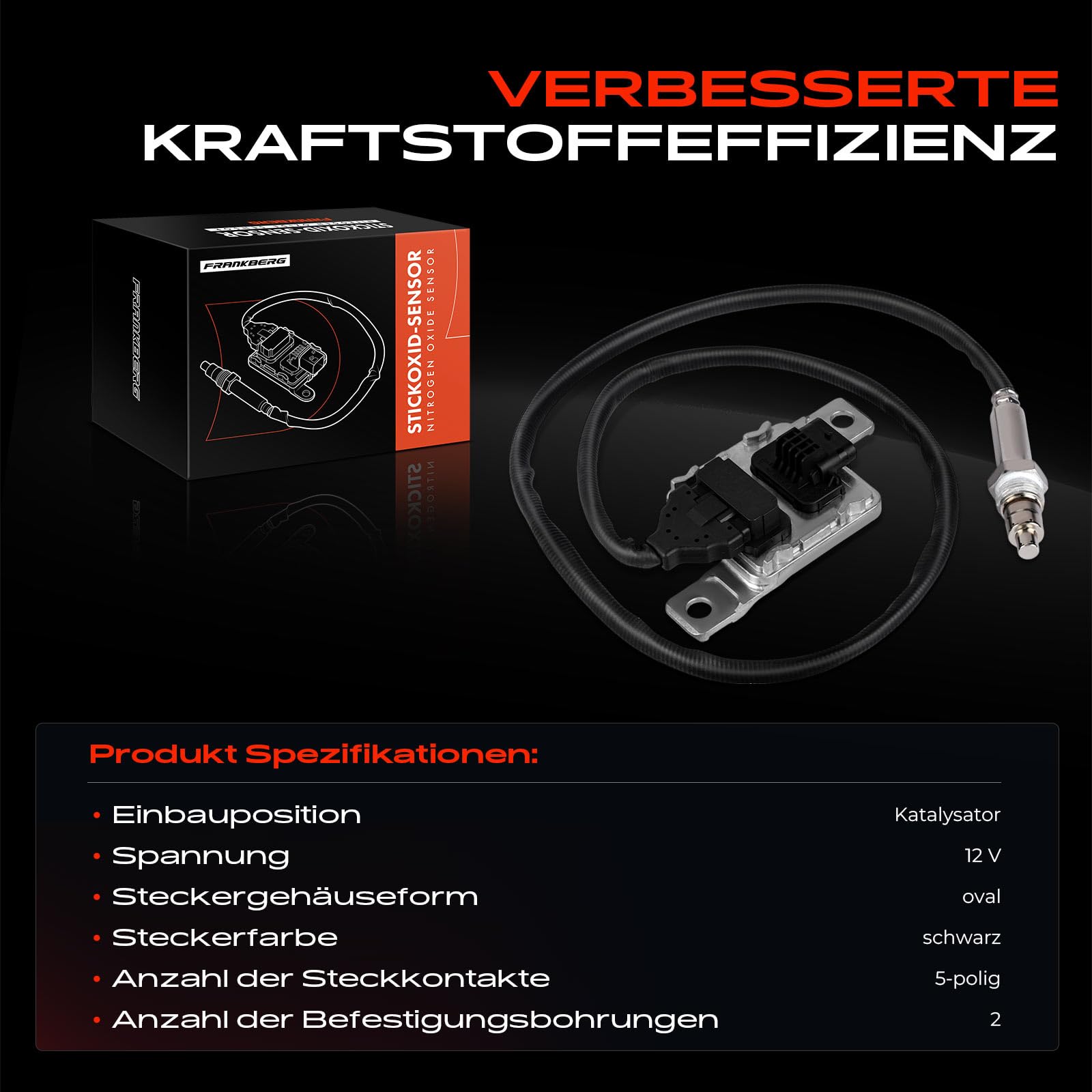 Frankberg Noxsensor Klopfsensor Sensor Hinten 5-Polig Kompatibel mit A6 Allroad 4GH 4GJ A6 Avant 4G5 4GD A6 4G2 4GC A7 Sportback 4GA 4GF A6 4G2 C7 4GC Replace# 4G0907807C
