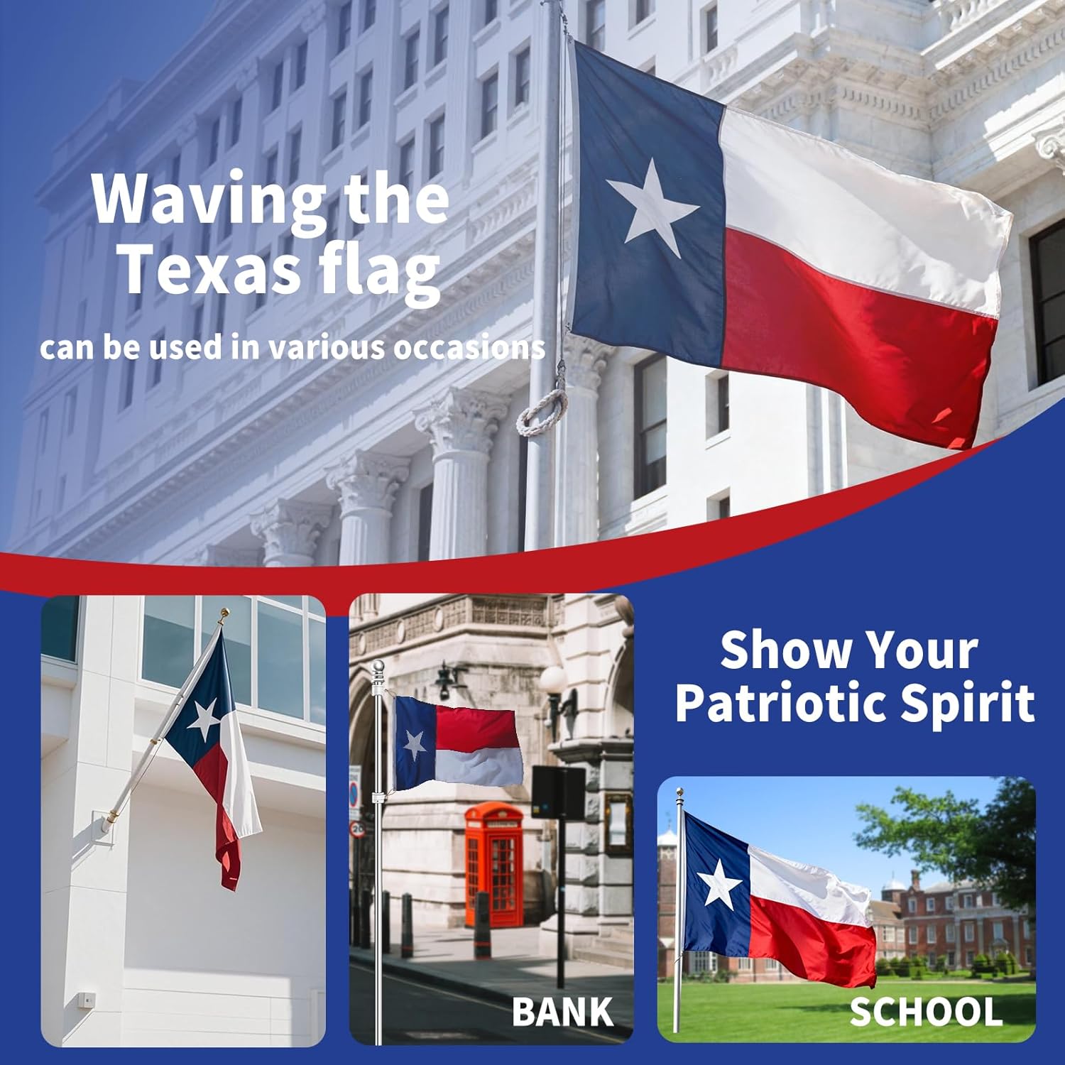 Texas State Flag 10x15,Heavy Duty Texas Flag,Upgraded High-strength Polyester Fabric,Tear Resistant,Fully Embroidery Technique,Sewn Stripes and Brass Grommets,All Weather Durable State Flags. - Image 6