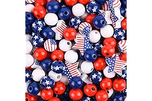 Patriotic Wood Beads: 200 Pieces of American Pride for Kids' Crafts