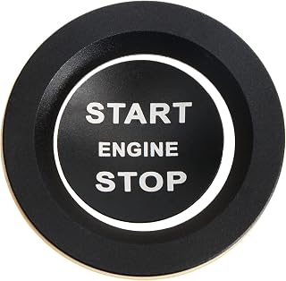 Aluminum Push Start/Stop Engine Button Cover Trim, One Click Push Start Button Sticker Decor for Land Rover Discovery and Range Rover Sport (Black)