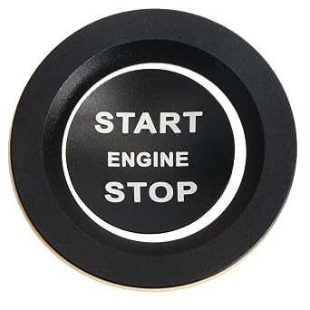 Aluminum Push Start/Stop Engine Button Cover Trim, One Click Push Start Button Sticker Decor for Land Rover Discovery and Range Rover Sport Black